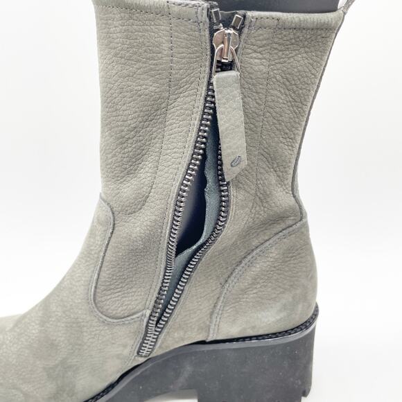 Paul Green Women's Newbury Suede Gray Leather Wedge Chunky Heeled Boots Size 7 - Picture 10 of 12